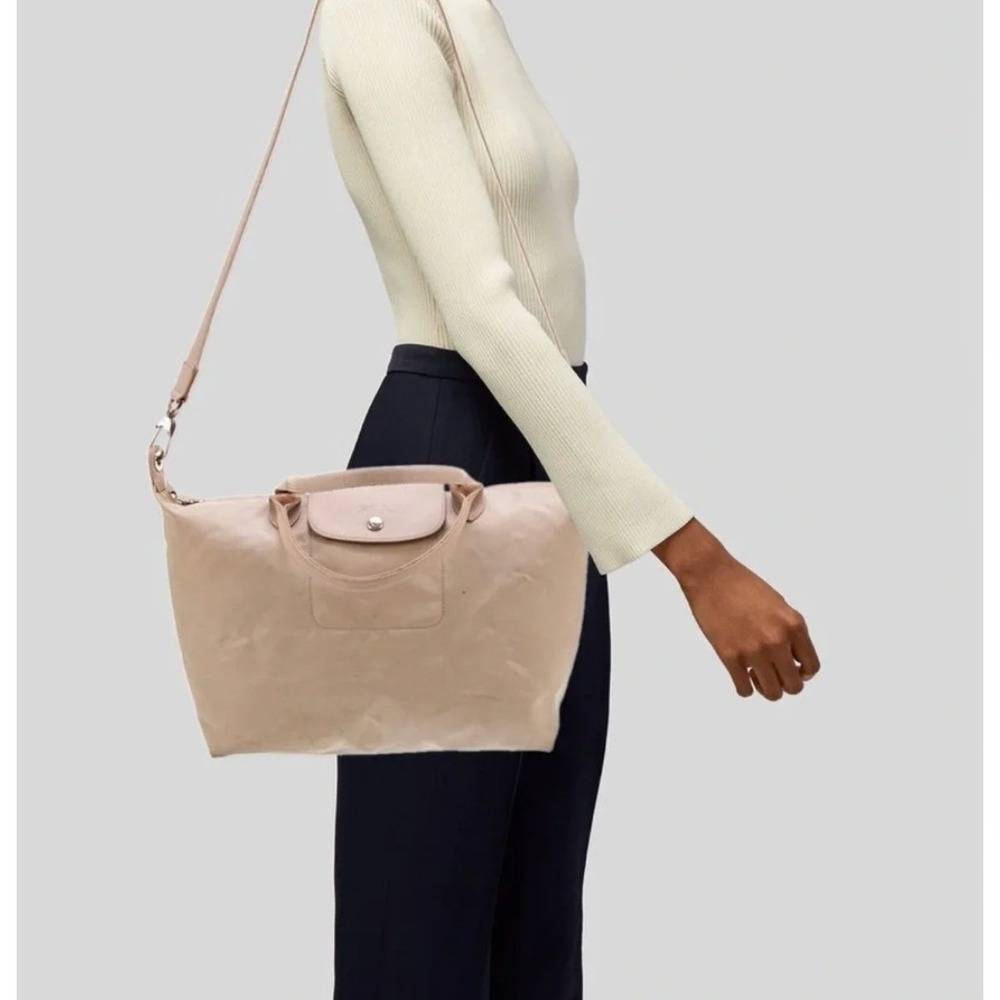 Longchamp Le Pliage Neo Shoulder Bag Women Large Beige Nylon Satchel Travel Tote